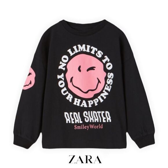 ZARA Kids | Black | SMILEYWORLD ® HAPPY COLLECTION SHIRT - Picture 2 of 6